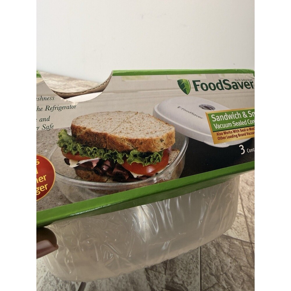 (3) Food Saver Vacuum Storage Container w. Lid Small Rectangular Lunch Leftovers - Picture 5 of 12